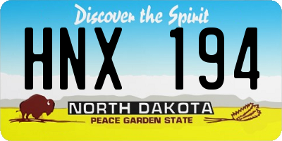 ND license plate HNX194
