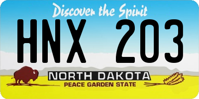 ND license plate HNX203