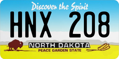 ND license plate HNX208