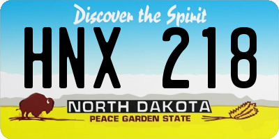 ND license plate HNX218