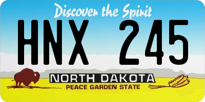 ND license plate HNX245