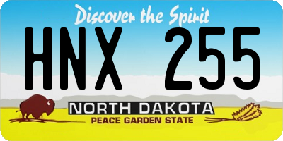 ND license plate HNX255