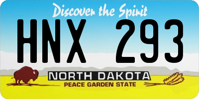 ND license plate HNX293