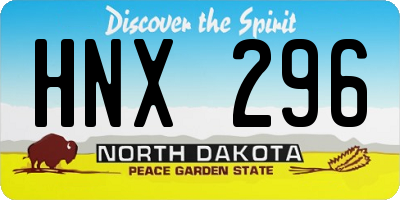 ND license plate HNX296