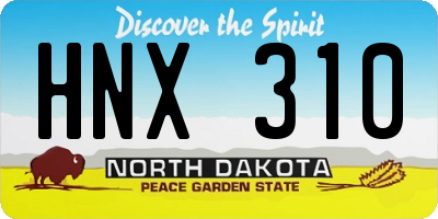 ND license plate HNX310