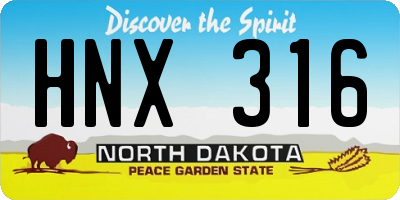 ND license plate HNX316
