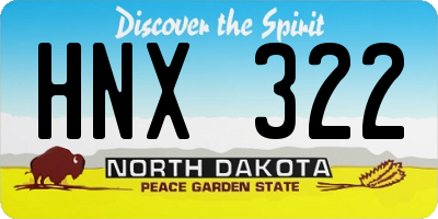 ND license plate HNX322