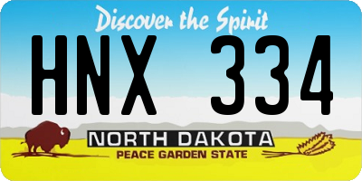 ND license plate HNX334