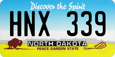 ND license plate HNX339