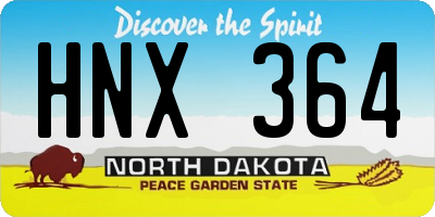 ND license plate HNX364