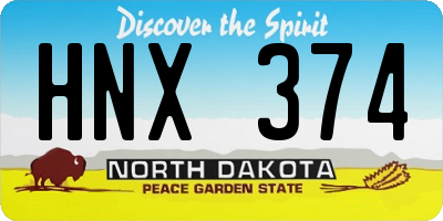 ND license plate HNX374