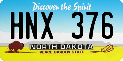 ND license plate HNX376