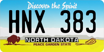 ND license plate HNX383