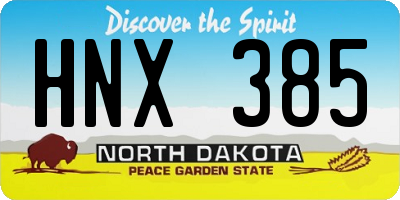 ND license plate HNX385