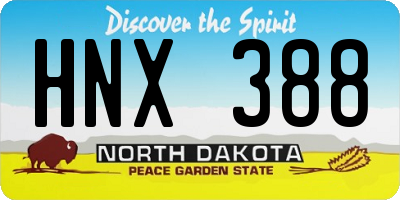 ND license plate HNX388