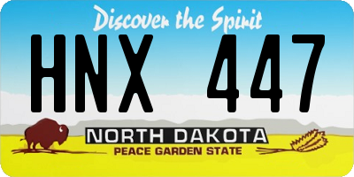 ND license plate HNX447