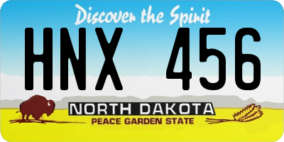 ND license plate HNX456
