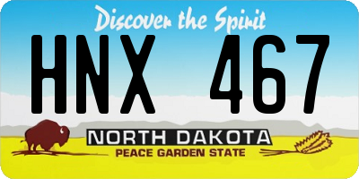 ND license plate HNX467