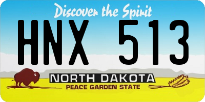 ND license plate HNX513
