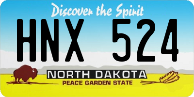 ND license plate HNX524