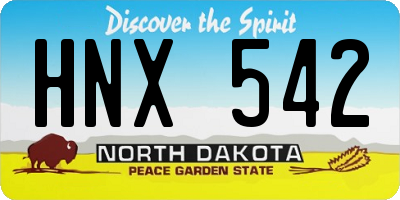 ND license plate HNX542