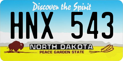 ND license plate HNX543