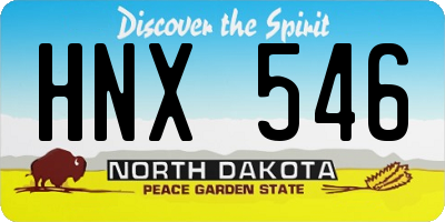 ND license plate HNX546