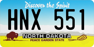 ND license plate HNX551