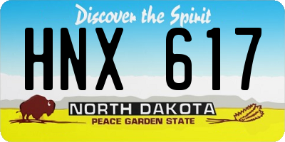 ND license plate HNX617