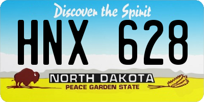 ND license plate HNX628