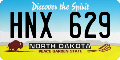 ND license plate HNX629