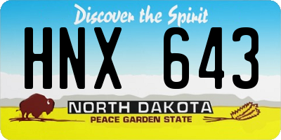 ND license plate HNX643