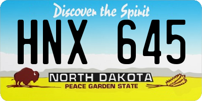 ND license plate HNX645