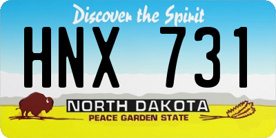 ND license plate HNX731