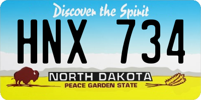 ND license plate HNX734