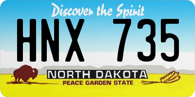 ND license plate HNX735