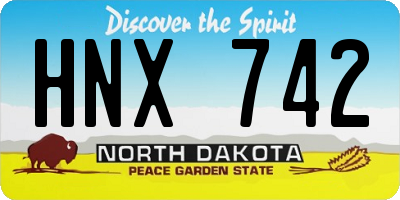 ND license plate HNX742