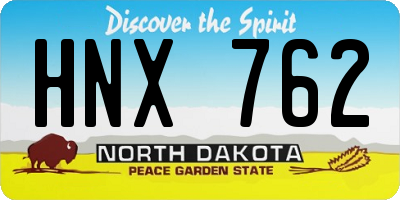 ND license plate HNX762