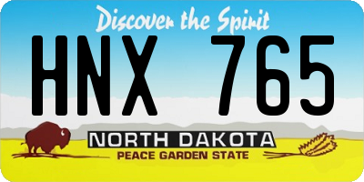 ND license plate HNX765