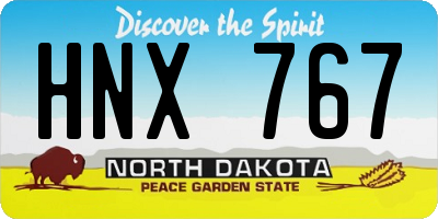 ND license plate HNX767