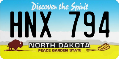 ND license plate HNX794