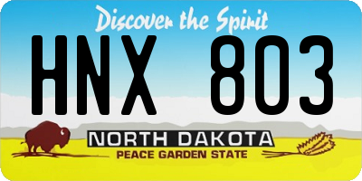 ND license plate HNX803