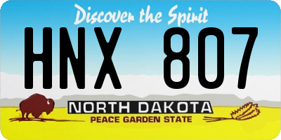ND license plate HNX807