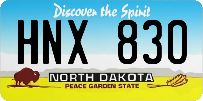 ND license plate HNX830
