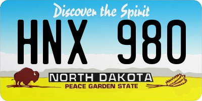 ND license plate HNX980
