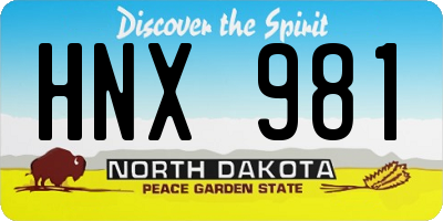 ND license plate HNX981