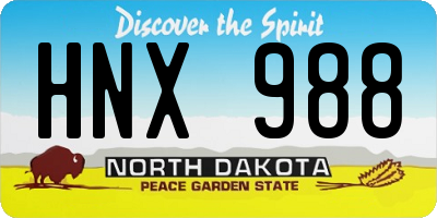 ND license plate HNX988