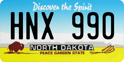 ND license plate HNX990