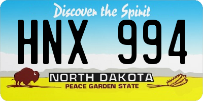 ND license plate HNX994