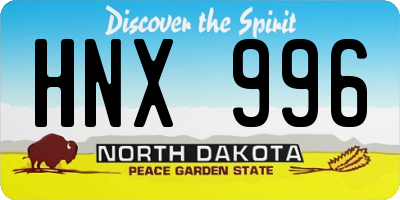 ND license plate HNX996